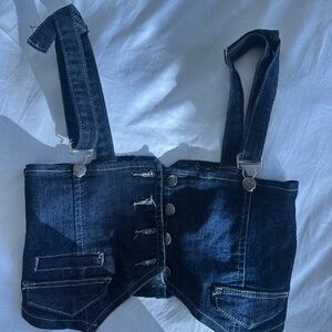 Dark Blue Denim Corset Top (M)